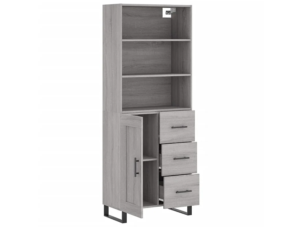 Highboard,Kommode Grau Sonoma 69,5x34x180 cm Holzwerkstoff -gkd158190