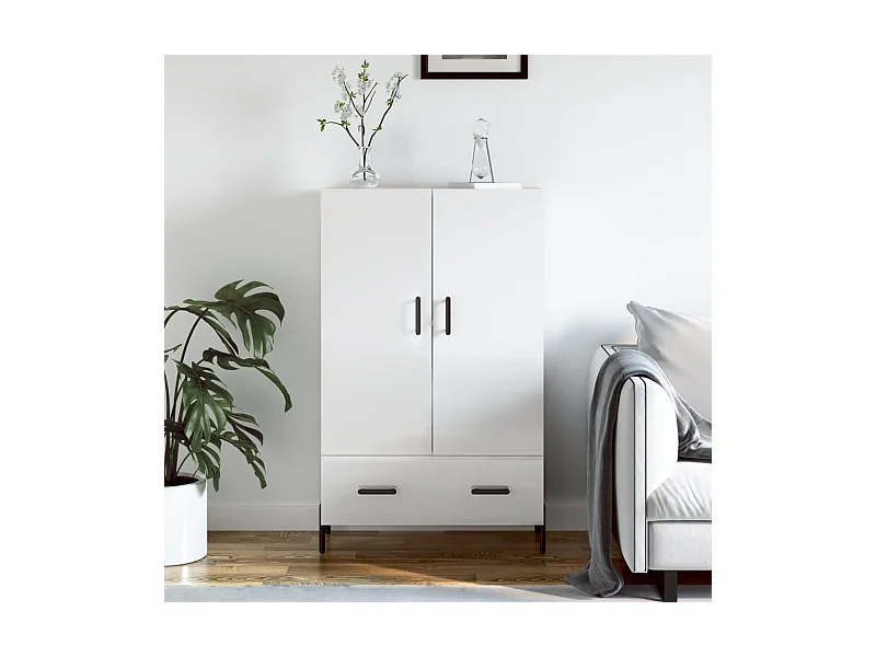 Highboard,Kommode Hochglanz-Weiß 69,5x31x115 cm Holzwerkstoff -gkd127718