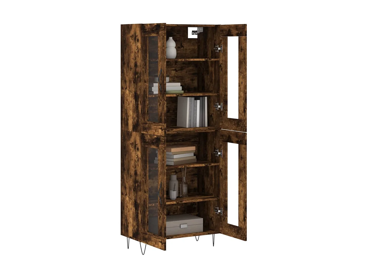 Highboard,Kommode Räuchereiche 69,5x34x180 cm Holzwerkstoff -gkd748251