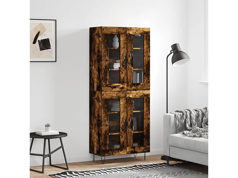 Highboard,Kommode Räuchereiche 69,5x34x180 cm Holzwerkstoff -gkd748251