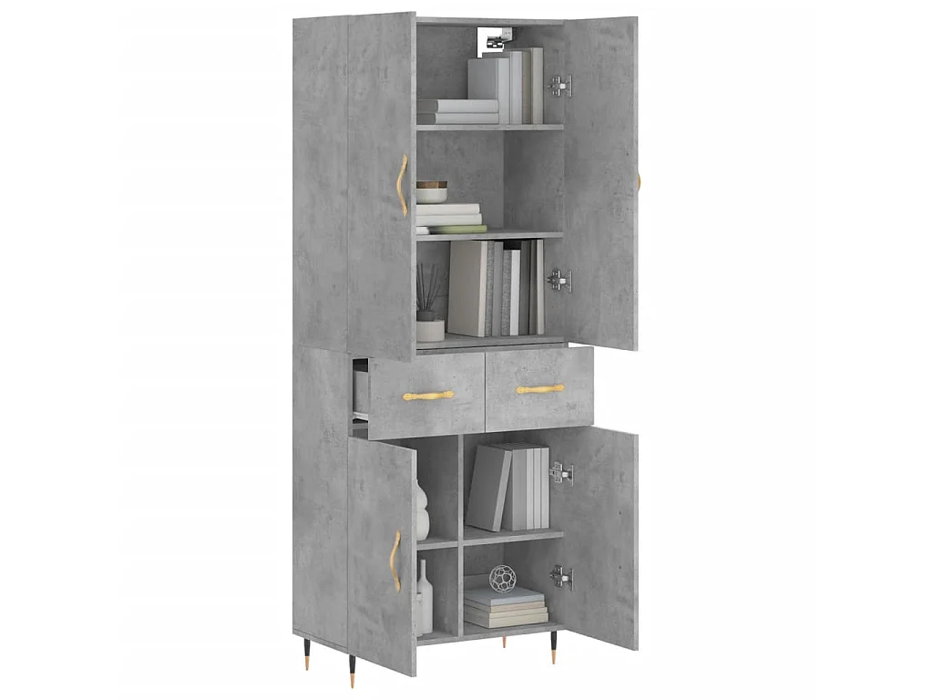 Highboard,Kommode Betongrau 69,5x34x180 cm Holzwerkstoff -gkd600830