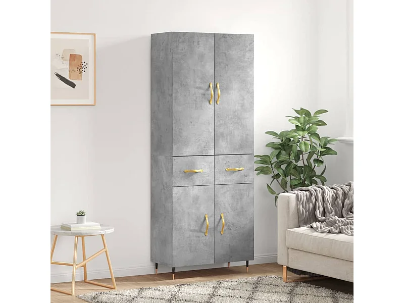 Highboard,Kommode Betongrau 69,5x34x180 cm Holzwerkstoff -gkd600830