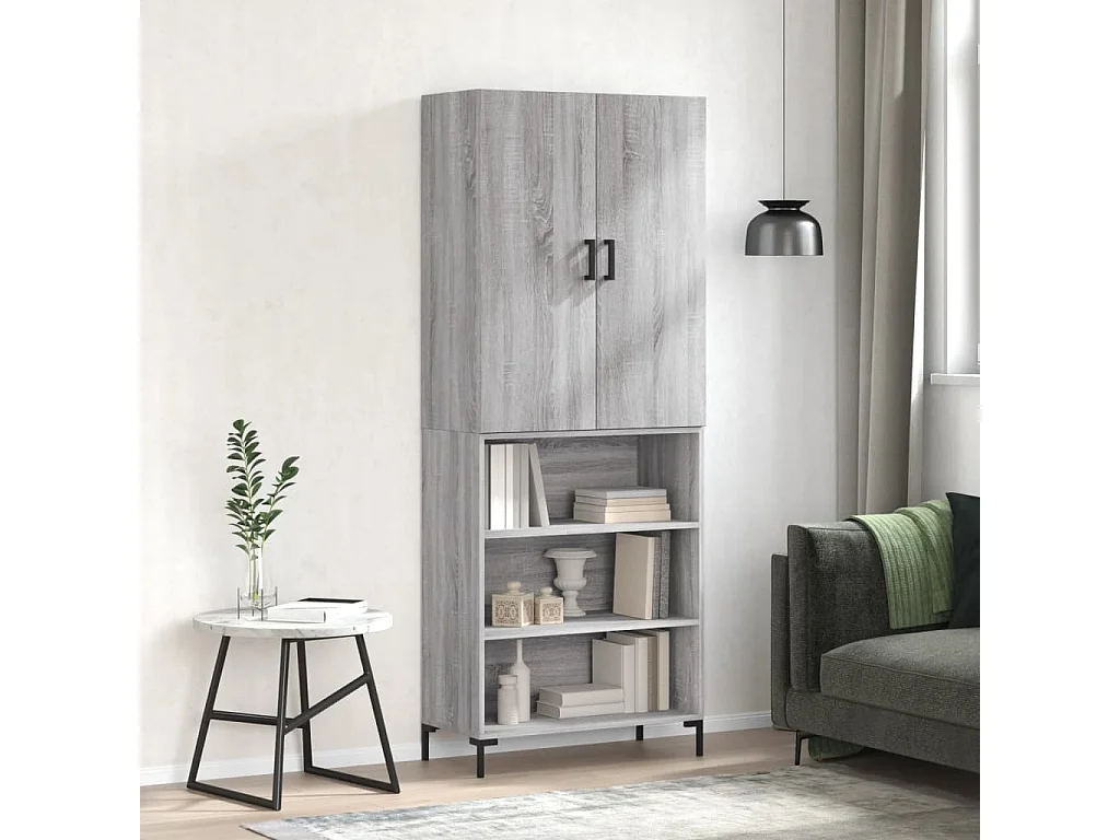 Highboard,Kommode Grau Sonoma 69,5x34x180 cm Holzwerkstoff -gkd828967