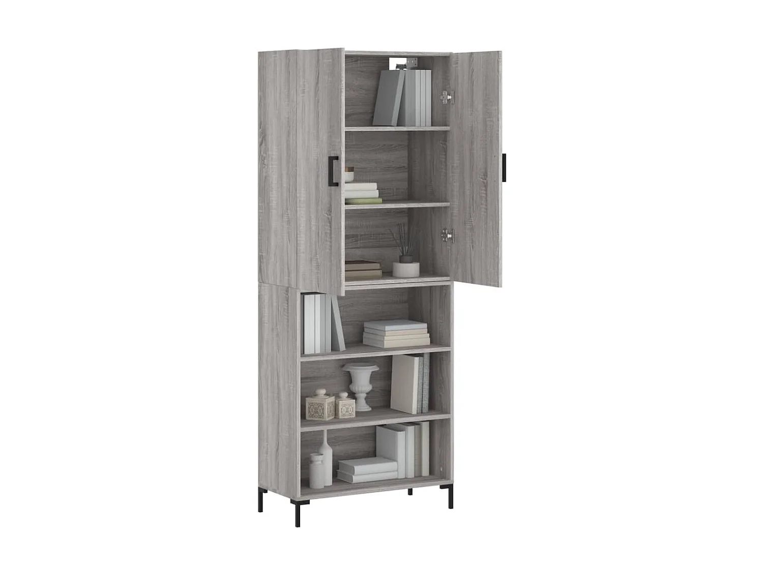 Highboard,Kommode Grau Sonoma 69,5x34x180 cm Holzwerkstoff -gkd828967