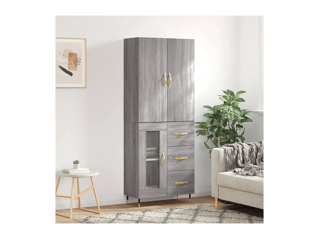 Aparador alto 69,5x34x180 cm derivados de madeira sonoma cinza PT649819
