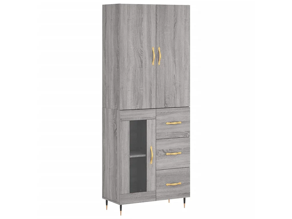 Buffet haut Sonoma gris 69,5x34x180 cm Bois d'ingénierie QWE95803