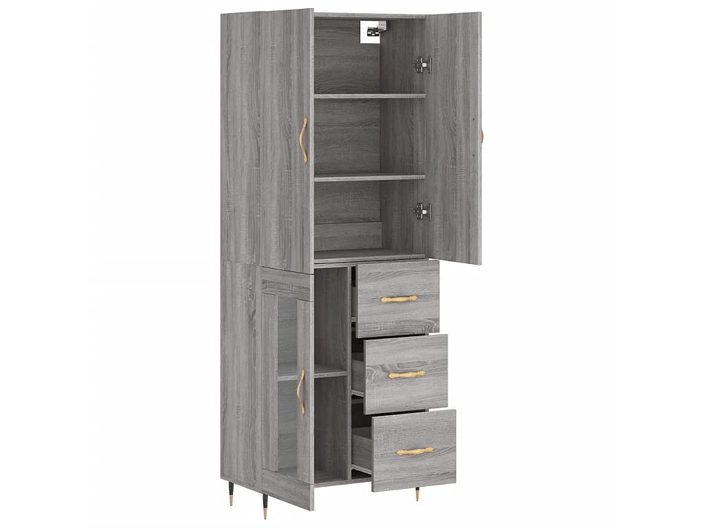 Buffet haut Sonoma gris 69,5x34x180 cm Bois d'ingénierie QWE95803