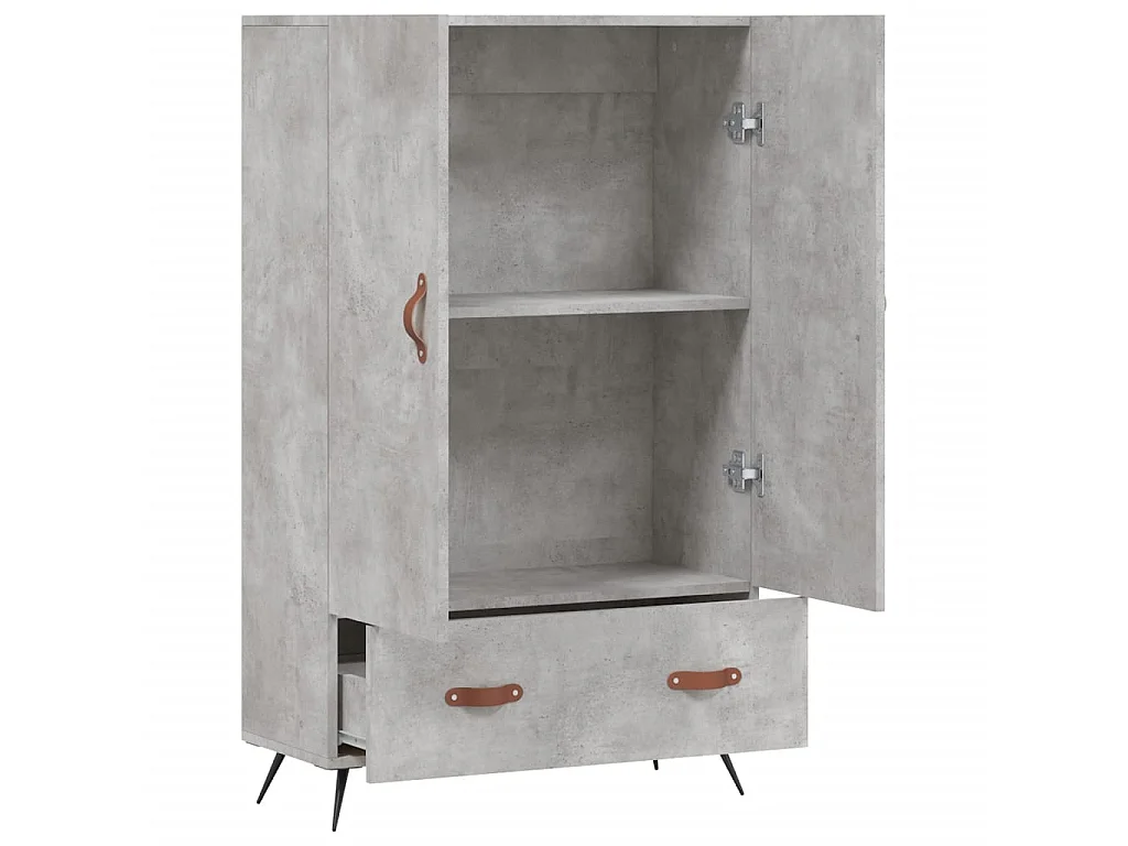 Buffet haut gris béton 69,5x31x115 cm bois d'ingénierie QWE97328