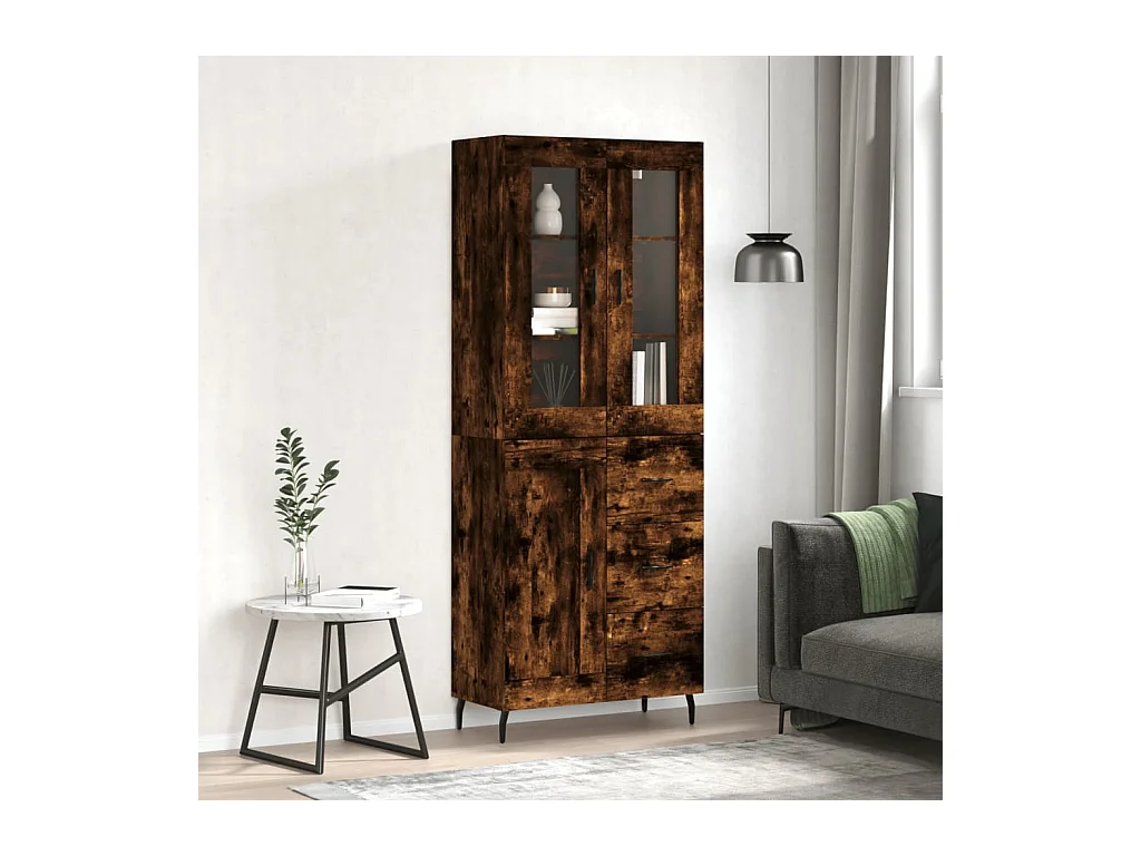 Buffet haut Chêne fumé 69,5x34x180 cm Bois d'ingénierie QWE17708