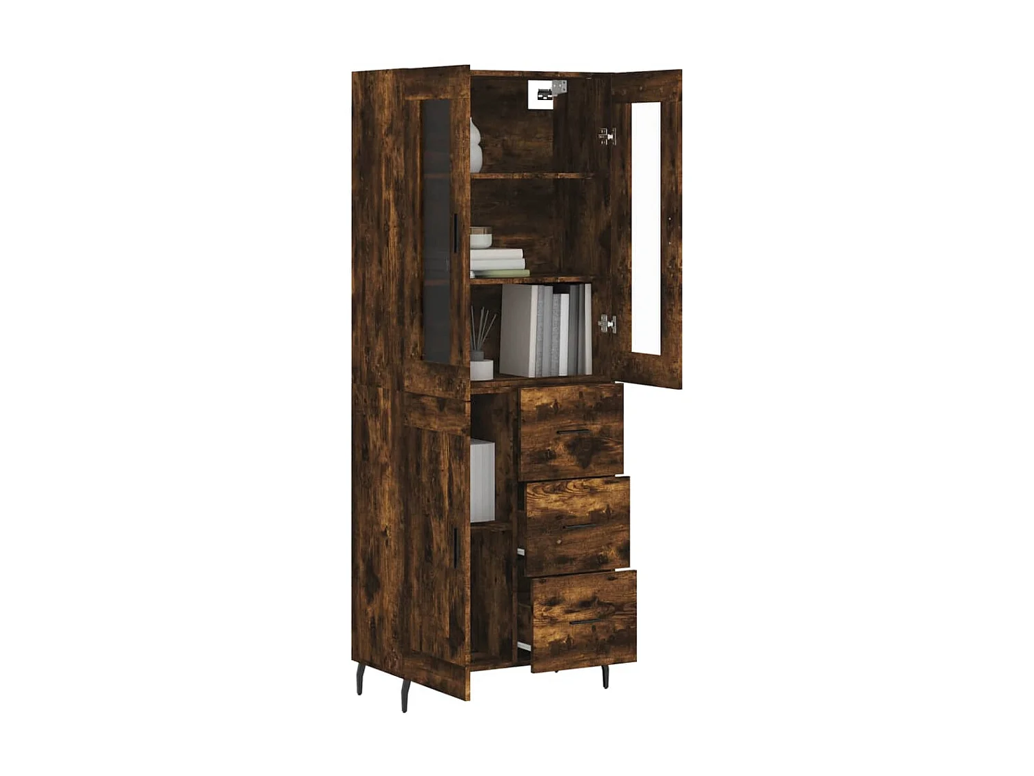 Highboard,Kommode Räuchereiche 69,5x34x180 cm Holzwerkstoff -gkd429314