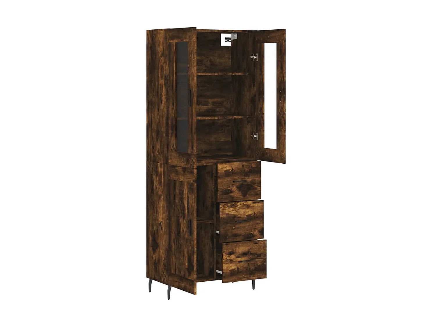 Highboard,Kommode Räuchereiche 69,5x34x180 cm Holzwerkstoff -gkd429314