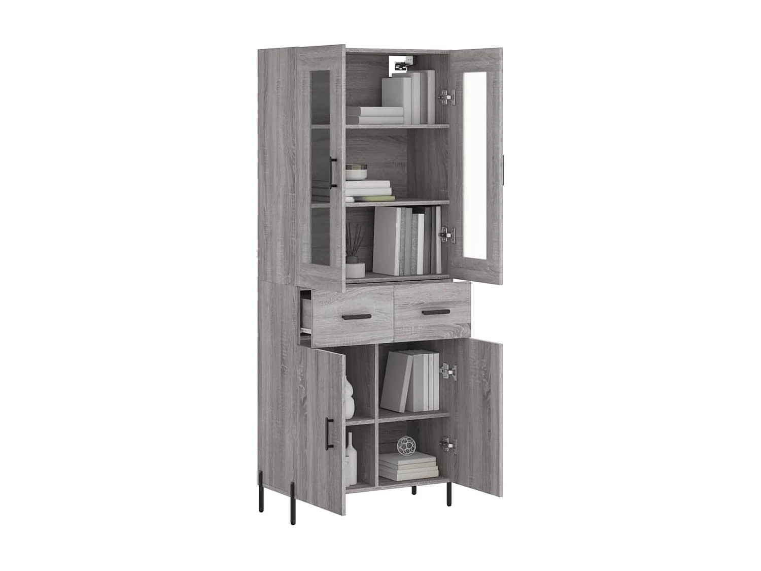 Highboard,Kommode Grau Sonoma 69,5x34x180 cm Holzwerkstoff -gkd21419