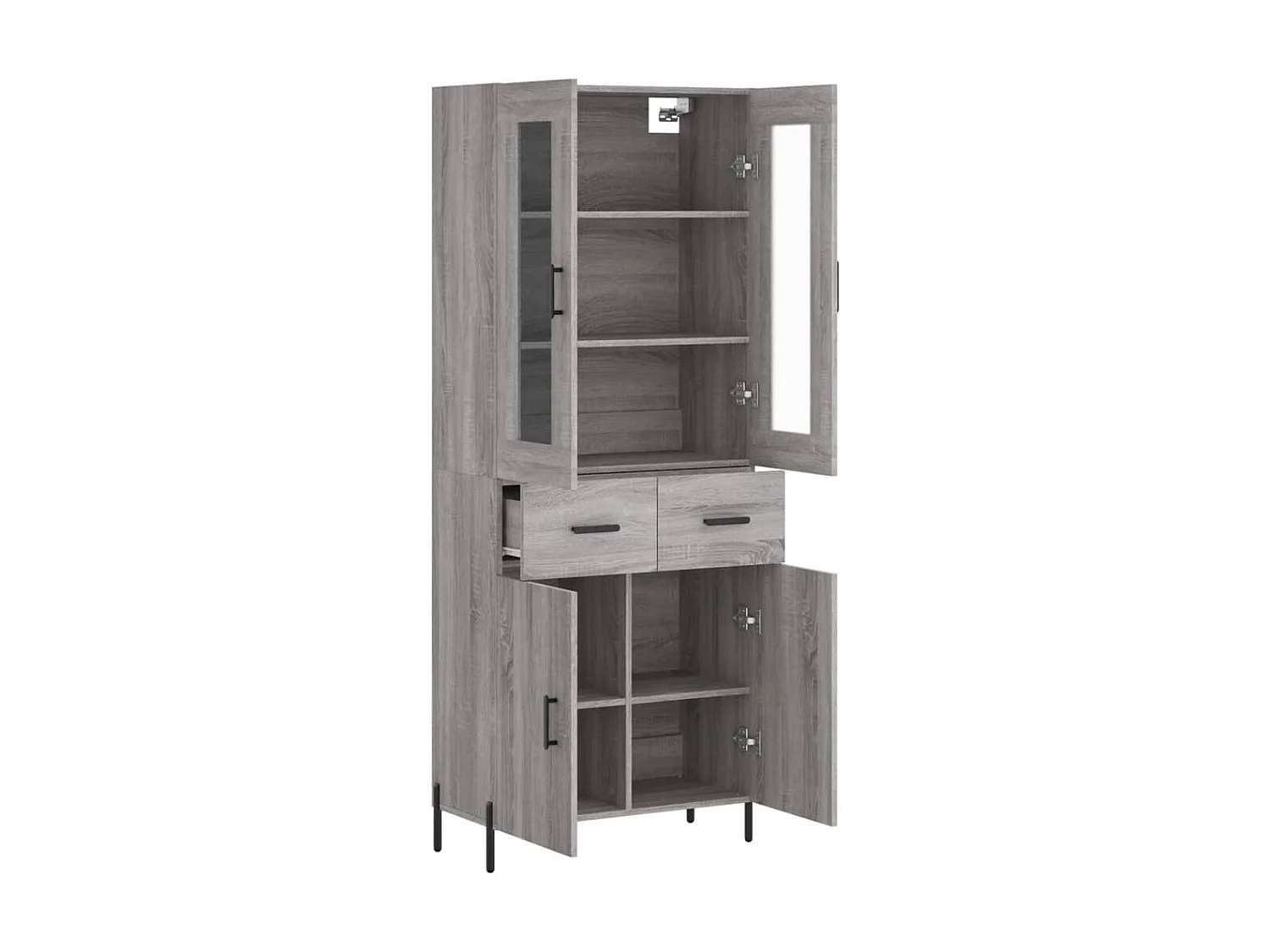Highboard,Kommode Grau Sonoma 69,5x34x180 cm Holzwerkstoff -gkd21419