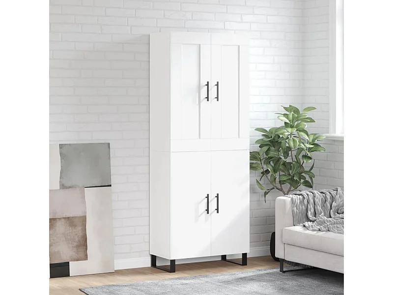 Buffet haut Blanc 69,5x34x180 cm Bois d'ingénierie QWE57378