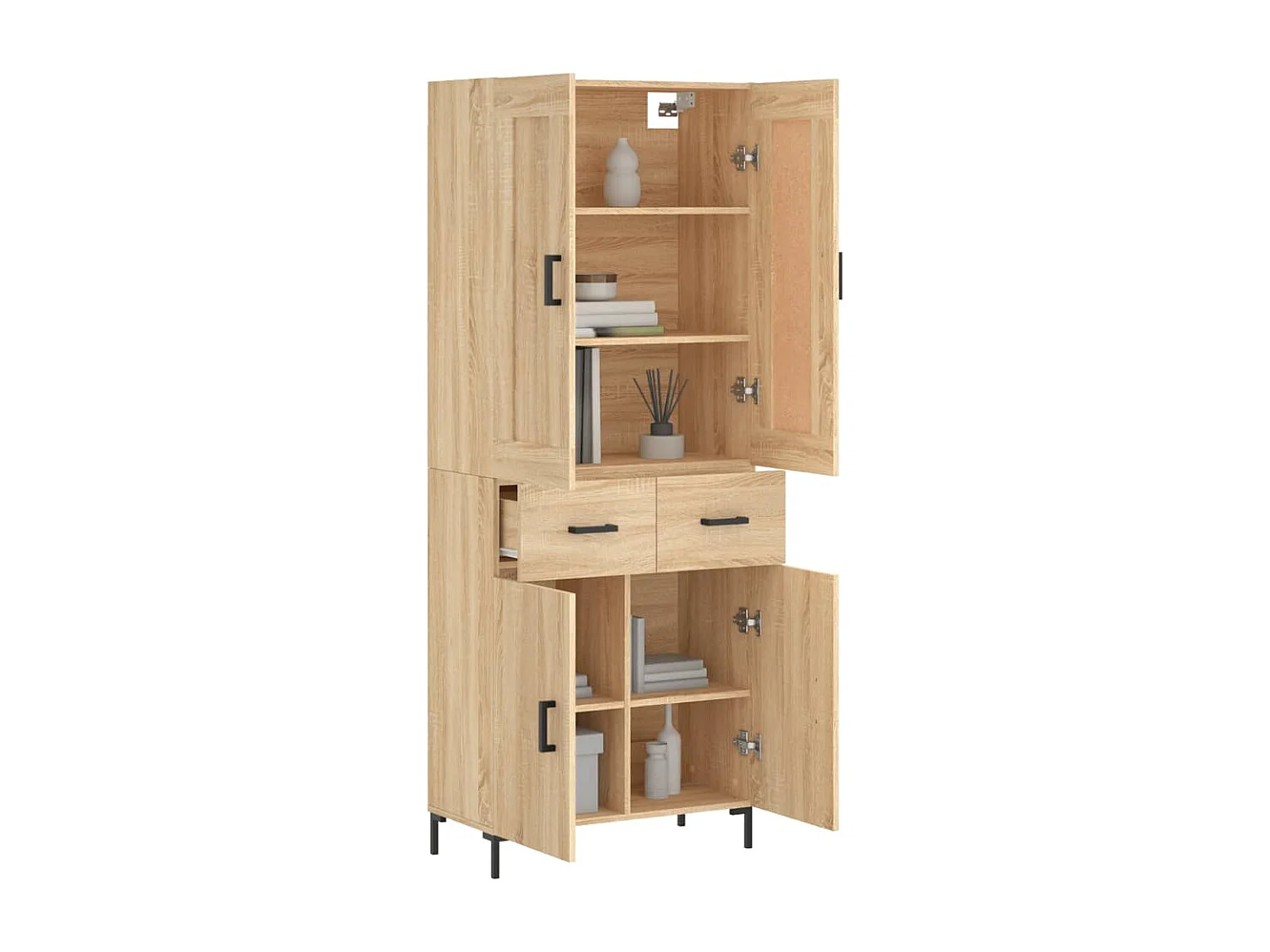 Buffet haut Chêne sonoma 69,5x34x180 cm Bois d'ingénierie QWE18850