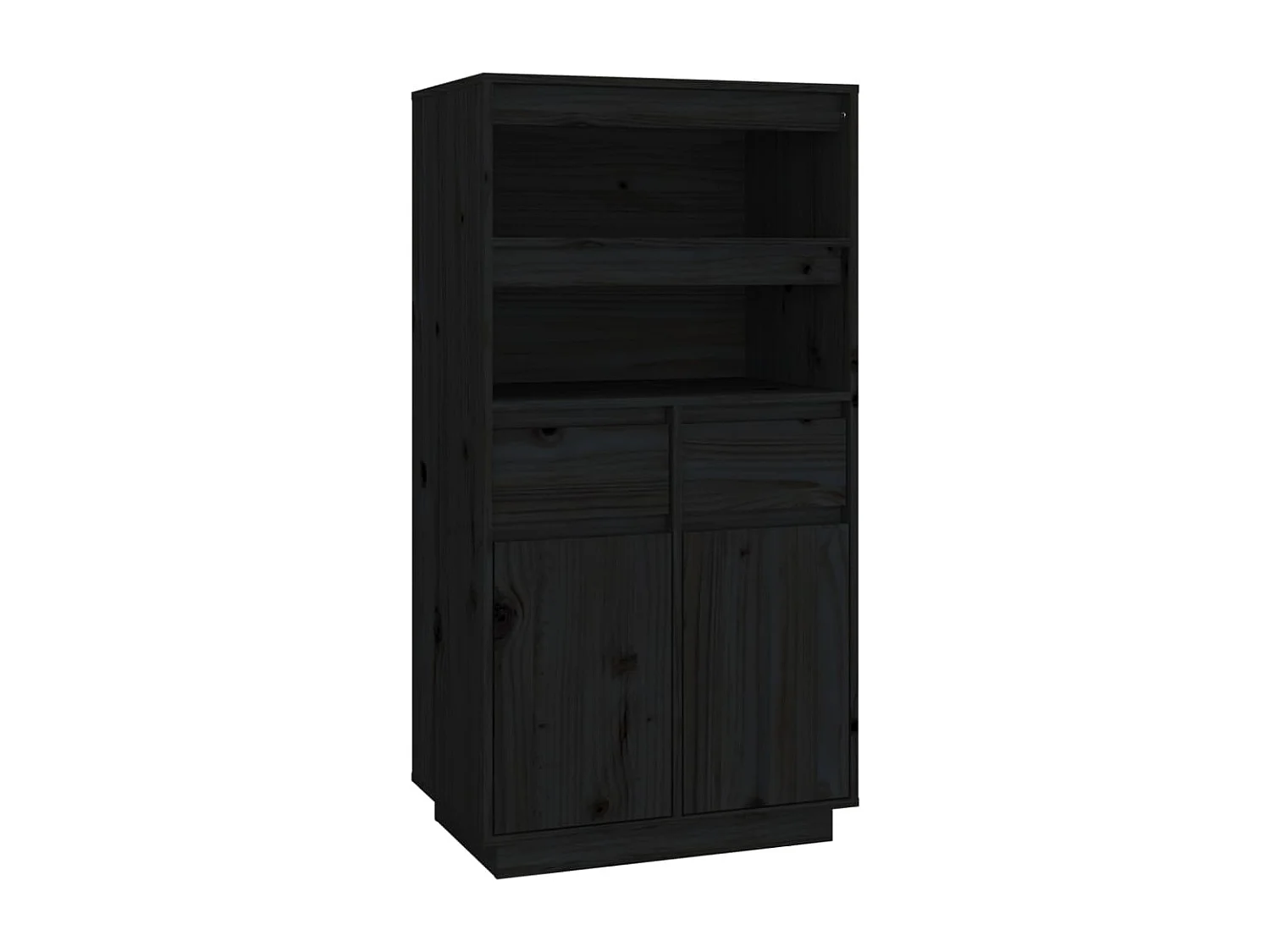 Highboard,Kommode Schwarz 60x40x116,5 cm Massivholz Kiefer -gkd997597