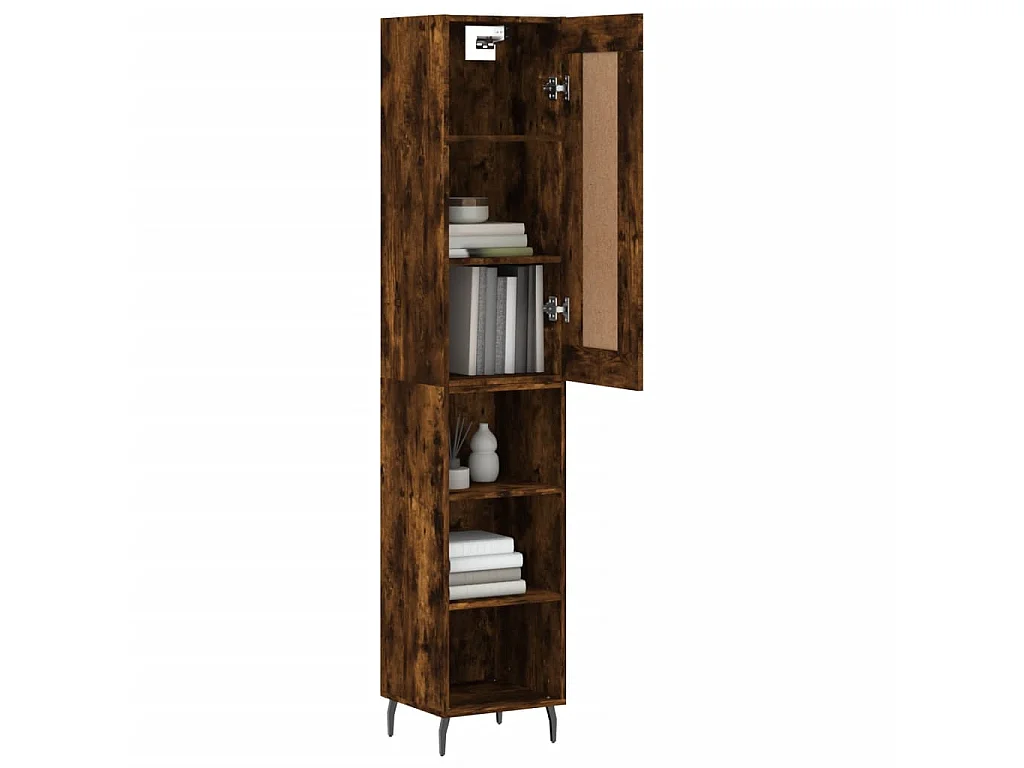 Buffet haut Chêne fumé 34,5x34x180 cm Bois d'ingénierie QWE79096