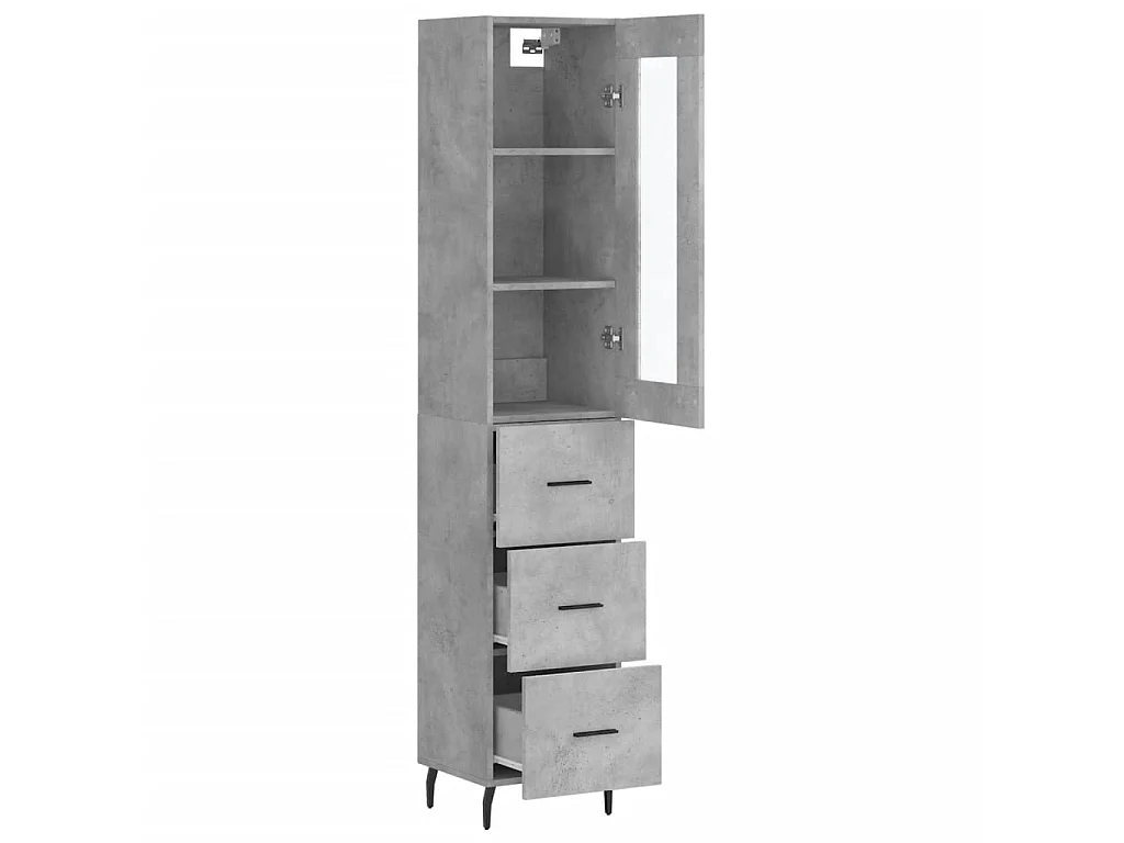 Buffet haut Gris béton 34,5x34x180 cm Bois d'ingénierie QWE36964