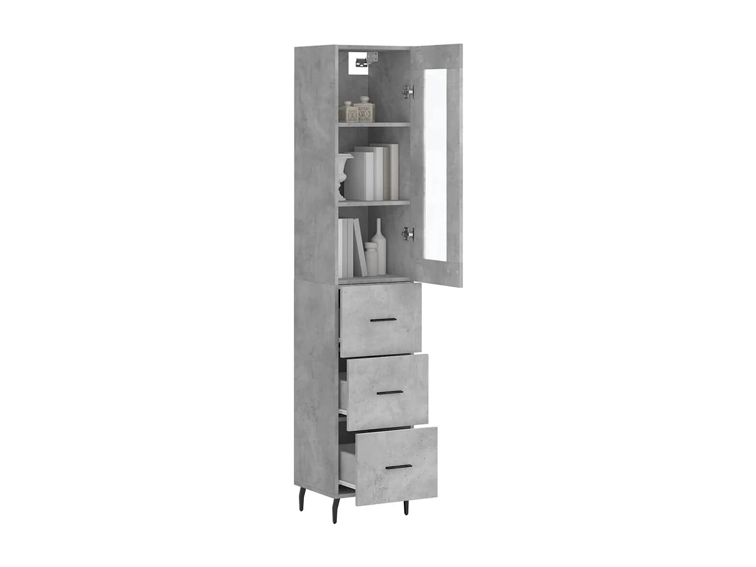 Highboard,Kommode Betongrau 34,5x34x180 cm Holzwerkstoff -gkd61149