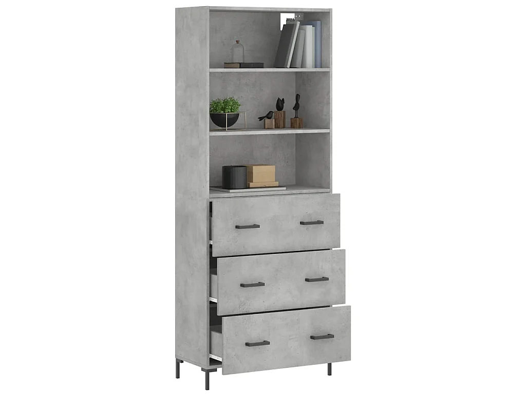 Buffet haut Gris béton 69,5x34x180 cm Bois d'ingénierie QWE49887