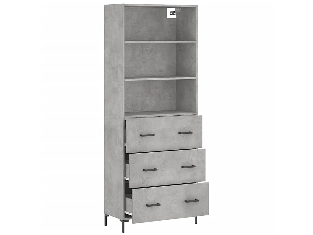 Buffet haut Gris béton 69,5x34x180 cm Bois d'ingénierie QWE49887