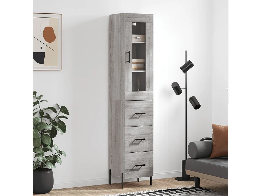 Buffet haut Sonoma gris 34,5x34x180 cm Bois d'ingénierie QWE36237