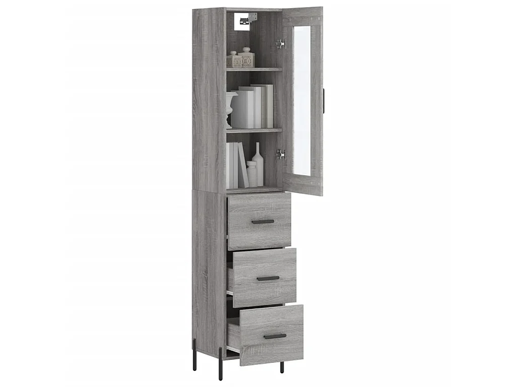 Buffet haut Sonoma gris 34,5x34x180 cm Bois d'ingénierie QWE36237