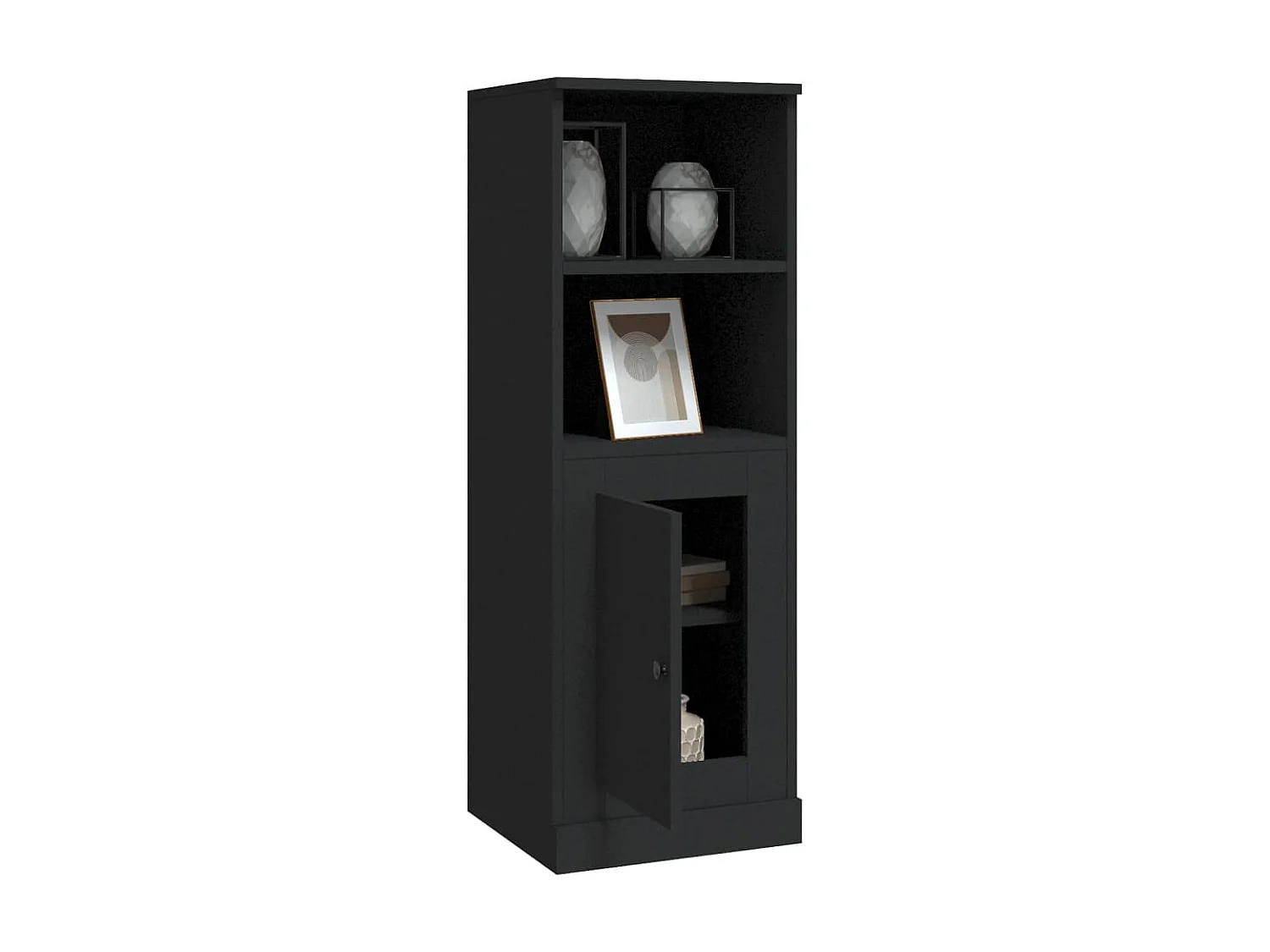 Buffet haut noir 36x35,5x103,5 cm bois d'ingénierie EGER61800