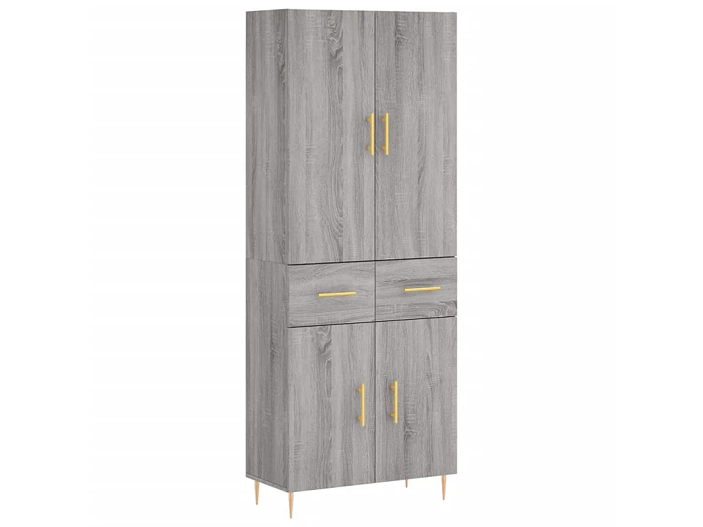 Aparador alto madera contrachapada gris sonoma 69,5x34x180 cm ES53282