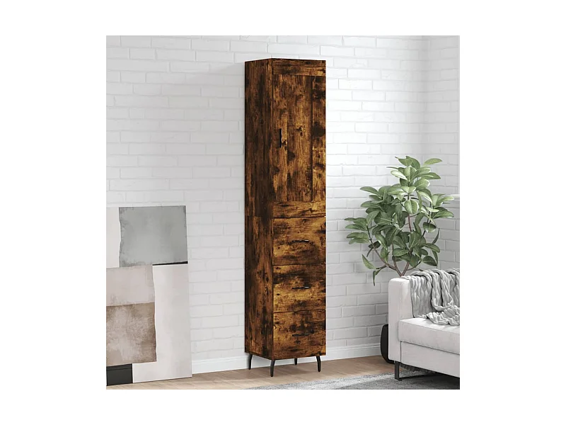 Aparador de madera contrachapada roble ahumado 34,5x34x180 cm ES65288