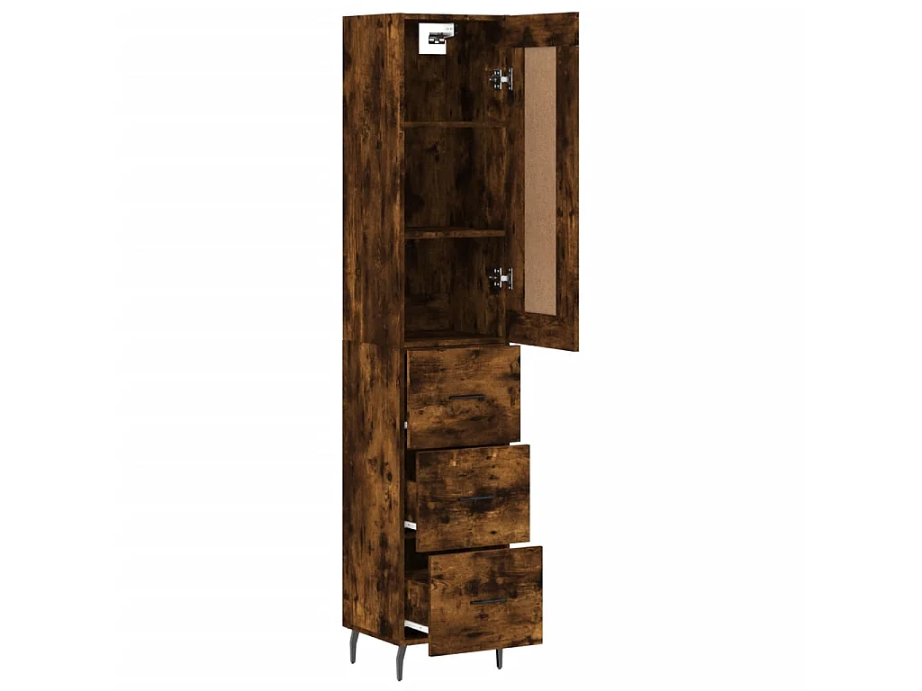 Buffet haut Chêne fumé 34,5x34x180 cm Bois d'ingénierie QWE39796