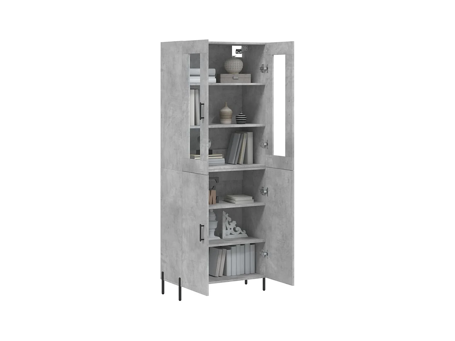 Highboard,Kommode Betongrau 69,5x34x180 cm Holzwerkstoff -gkd126655