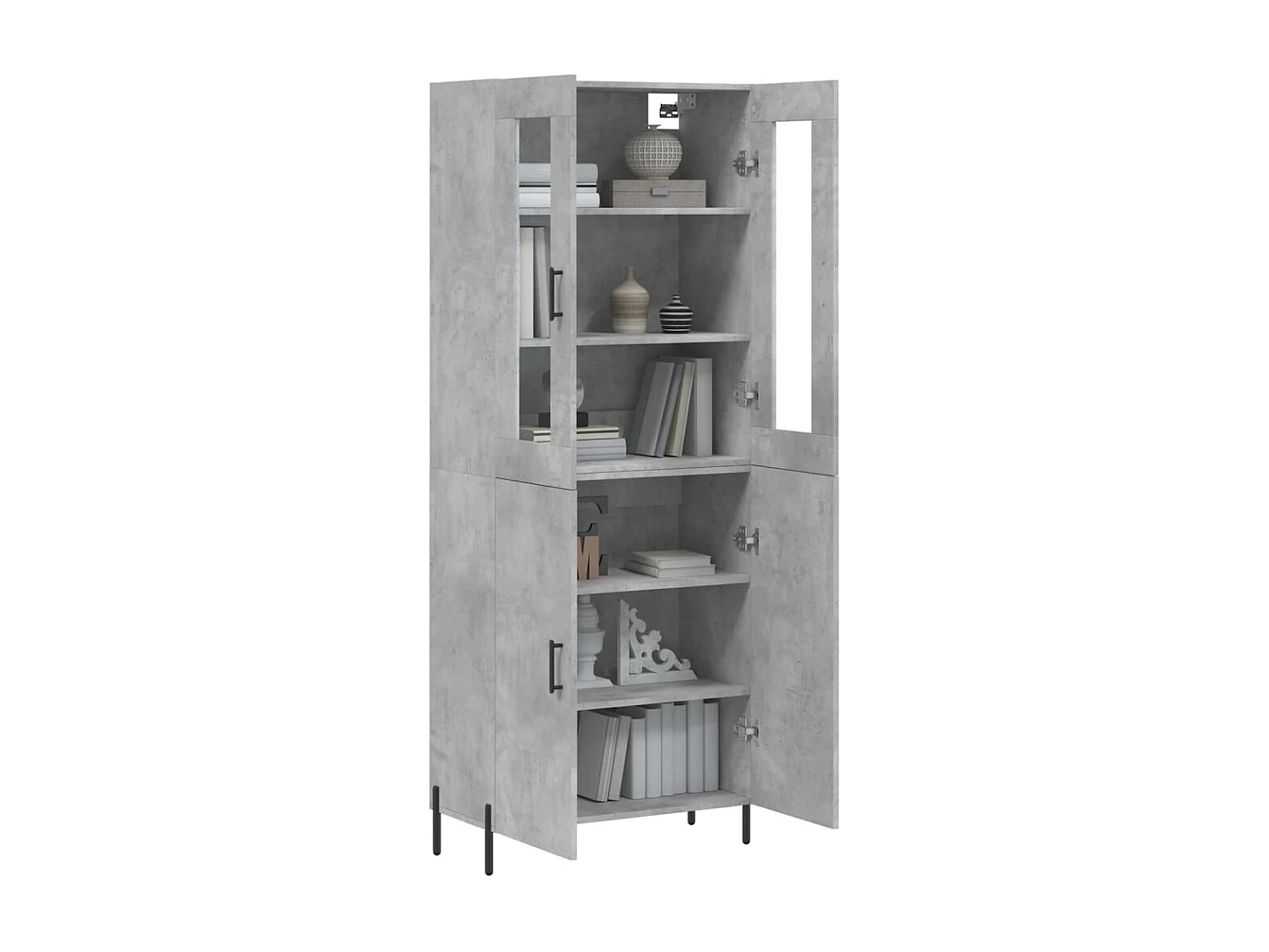 Aparador alto madera contrachapada gris hormigón 69,5x34x180 cm ES82851
