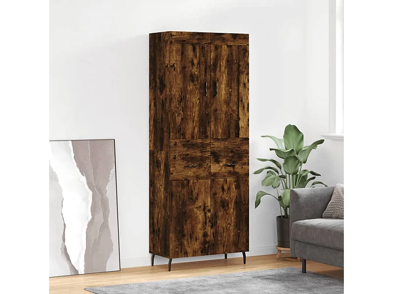 Buffet haut Chêne fumé 69,5x34x180 cm Bois d'ingénierie QWE23573