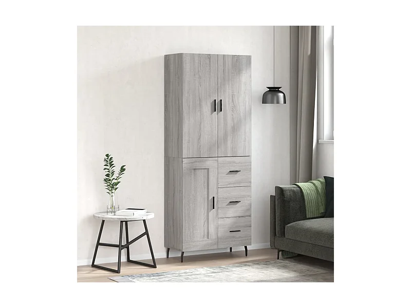 Buffet haut Sonoma gris 69,5x34x180 cm Bois d'ingénierie QWE99188