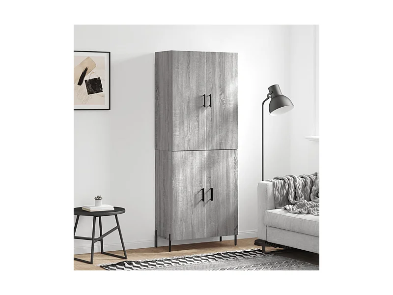 Buffet haut Sonoma gris 69,5x34x180 cm Bois d'ingénierie QWE80784