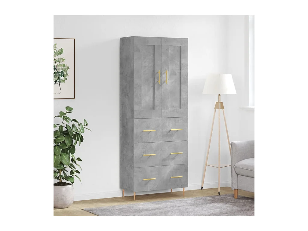 Aparador alto madera contrachapada gris hormigón 69,5x34x180 cm ES38025