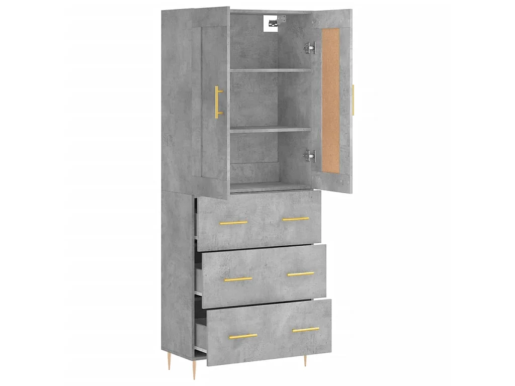 Highboard,Kommode Betongrau 69,5x34x180 cm Holzwerkstoff -gkd424708