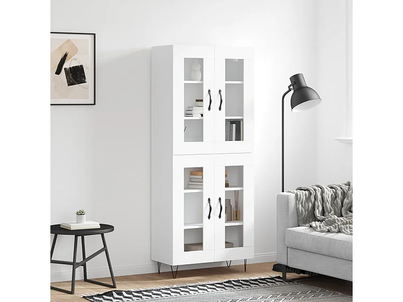 Buffet haut Blanc 69,5x34x180 cm Bois d'ingénierie QWE43947