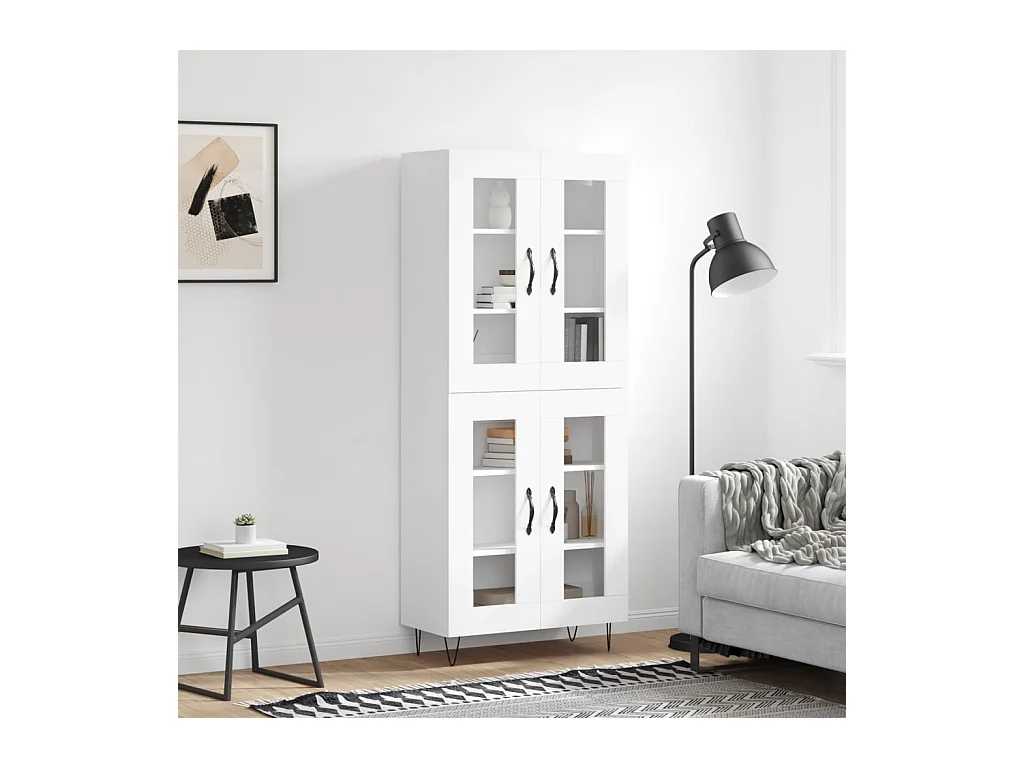 Buffet haut Blanc 69,5x34x180 cm Bois d'ingénierie QWE43947