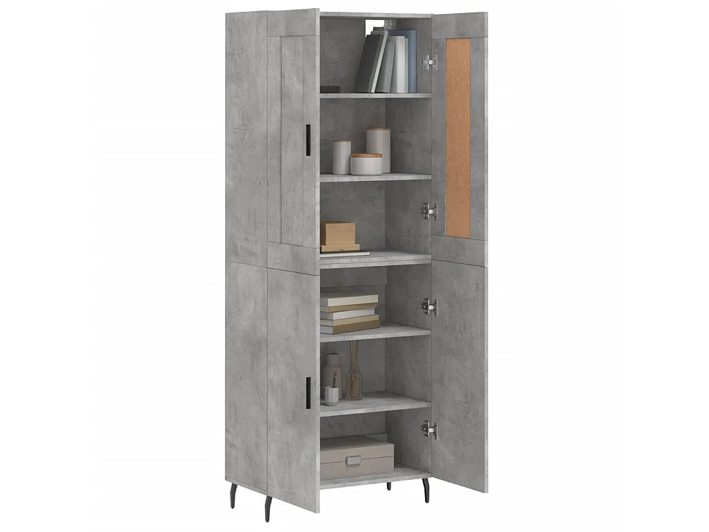 Buffet haut Gris béton 69,5x34x180 cm Bois d'ingénierie QWE54732