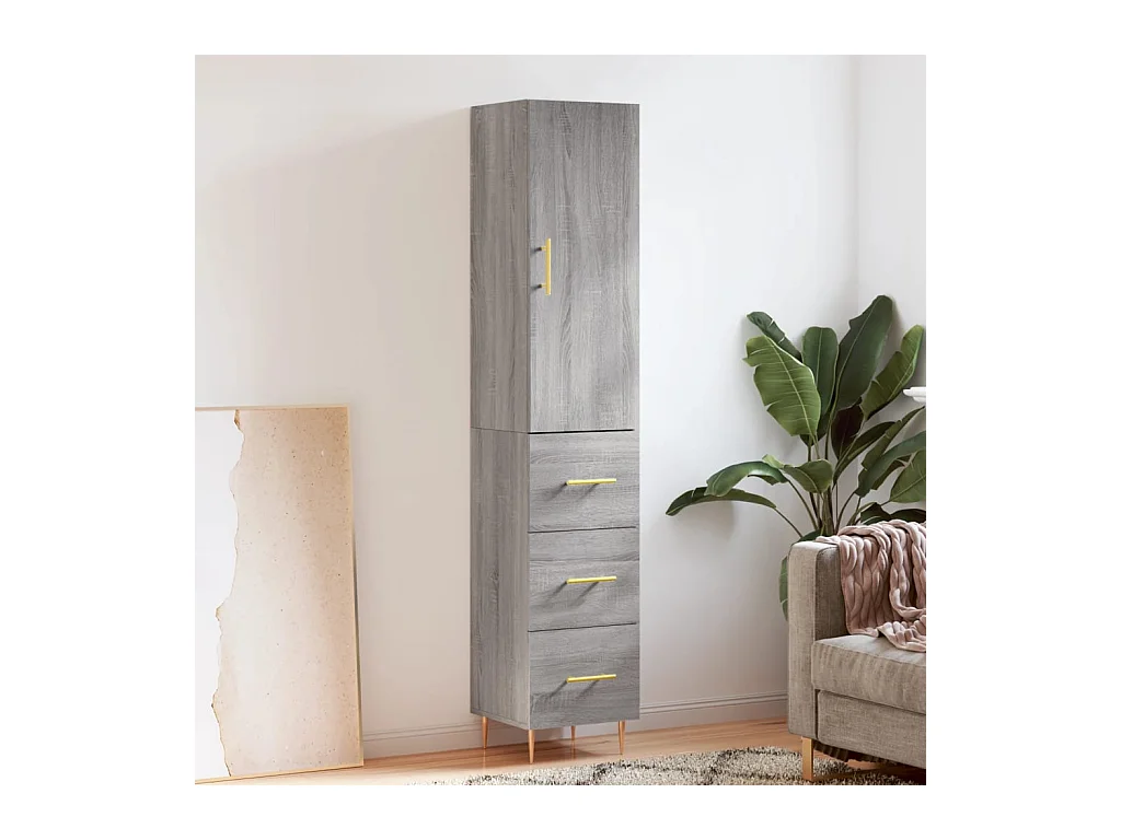 Buffet haut Sonoma gris 34,5x34x180 cm Bois d'ingénierie QWE78054