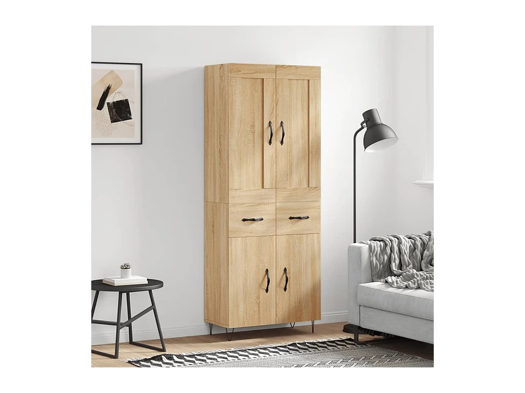 Buffet haut Chêne sonoma 69,5x34x180 cm Bois d'ingénierie QWE63409