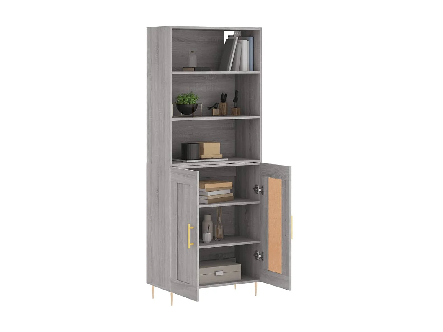 Buffet haut Sonoma gris 69,5x34x180 cm Bois d'ingénierie QWE39221