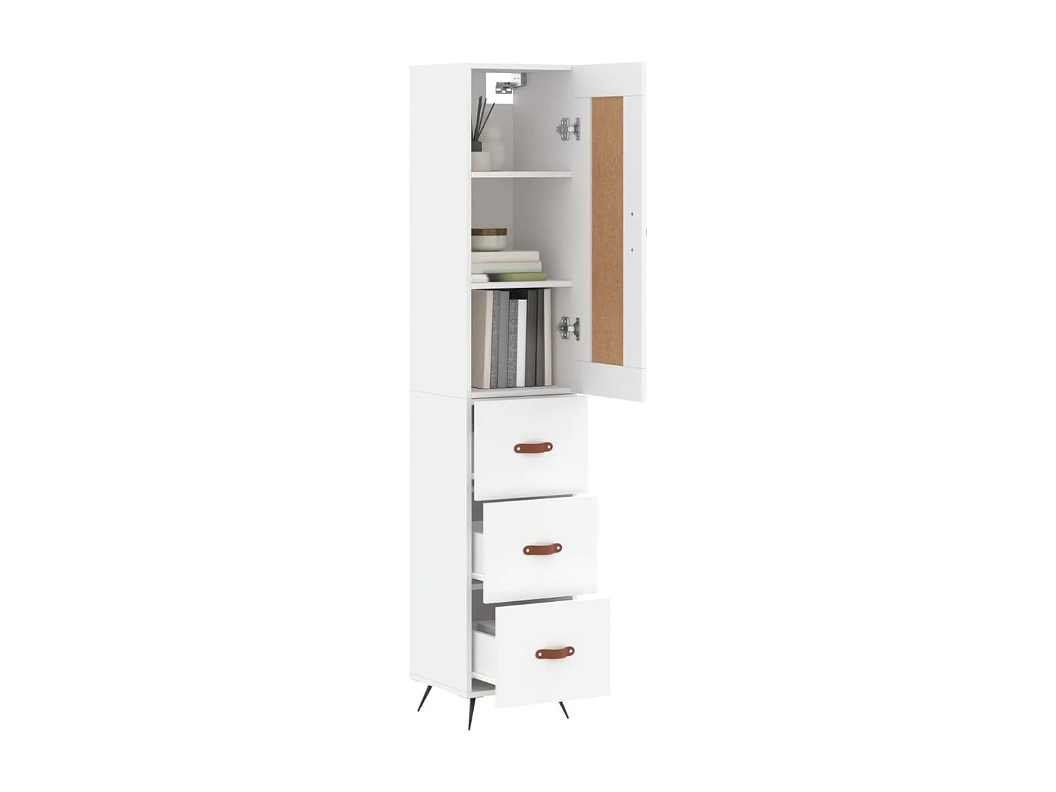 Buffet haut Blanc 34,5x34x180 cm Bois d'ingénierie QWE93130