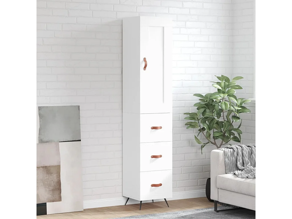 Highboard,Kommode Weiß 34,5x34x180 cm Holzwerkstoff -gkd662934