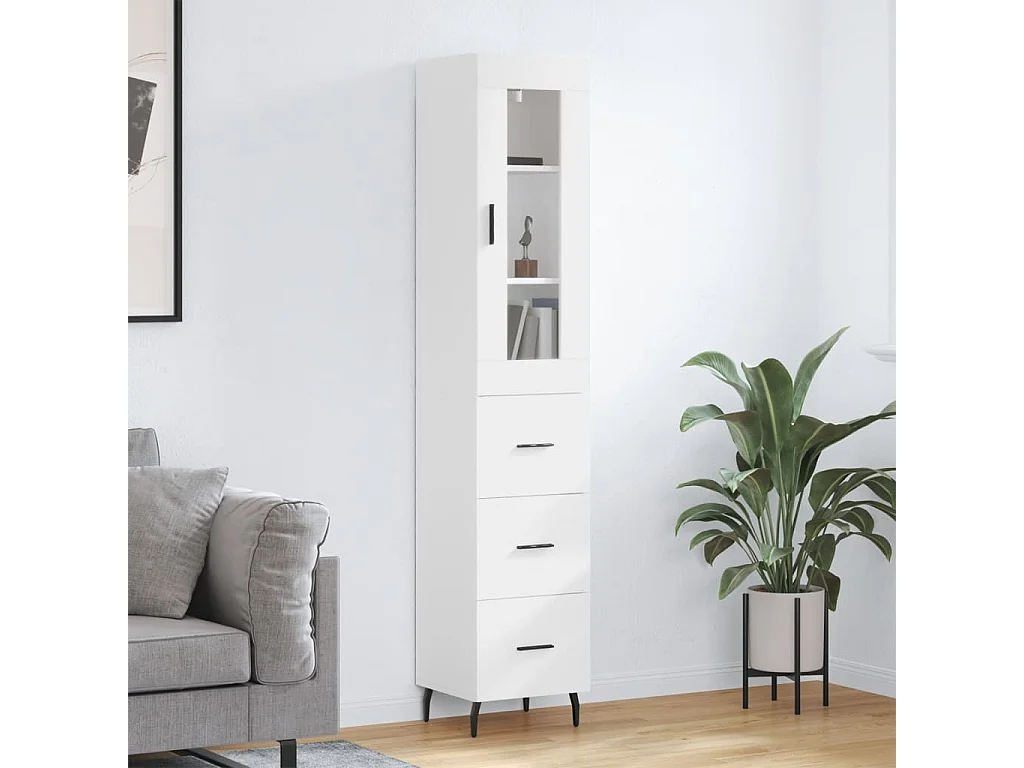Highboard,Kommode Weiß 34,5x34x180 cm Holzwerkstoff -gkd793296