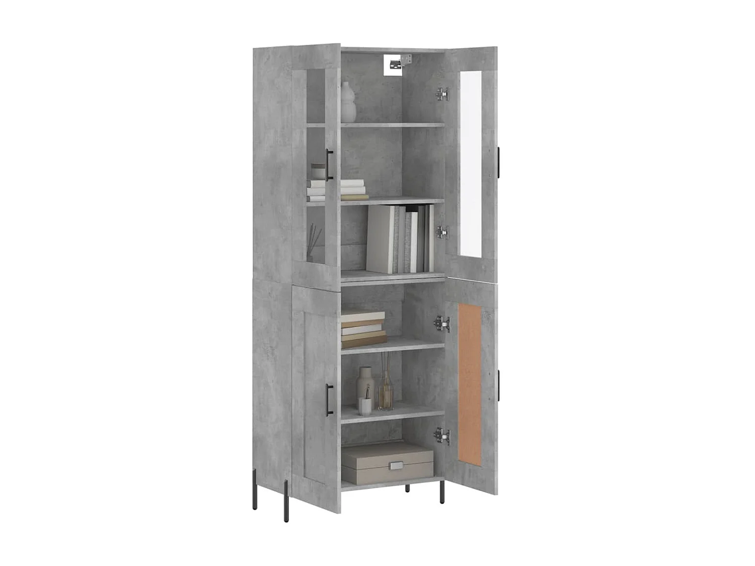Buffet haut Gris béton 69,5x34x180 cm Bois d'ingénierie QWE27358