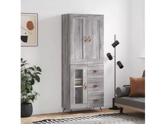 Kauf Unique Highboard,Kommode Grau Sonoma 69,5x34x180 cm Holzwerkstoff -gkd99627