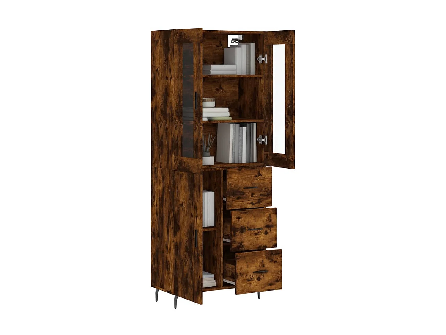 Buffet haut Chêne fumé 69,5x34x180 cm Bois d'ingénierie QWE39677